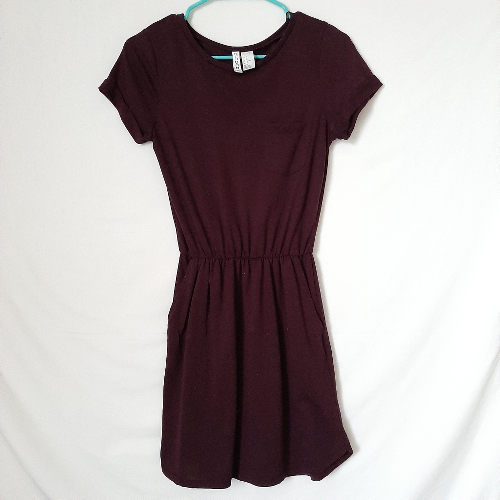 H&M Purple Maroon T-shirt Dress w pockets